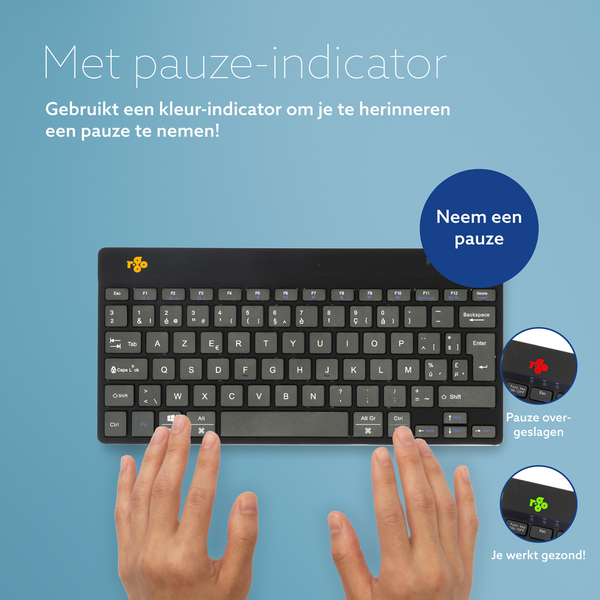 R-Go Compact Break (zwart, draadloos, AZERTY – BE)