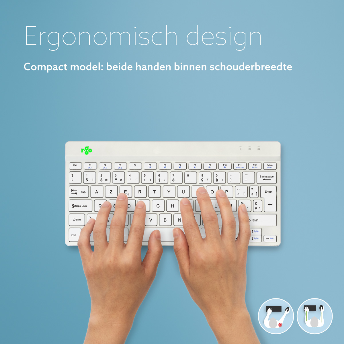 R-Go Compact Break (wit, draadloos, AZERTY – BE)