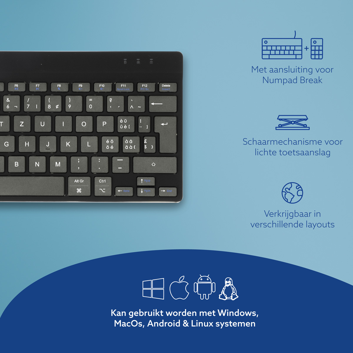 R-Go Compact Break (zwart, draadloos, QWERTZ – CH)