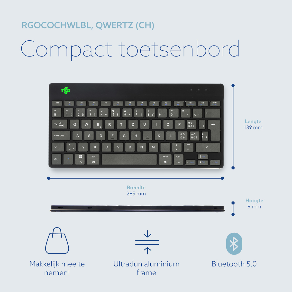 R-Go Compact Break (zwart, draadloos, QWERTZ – CH)
