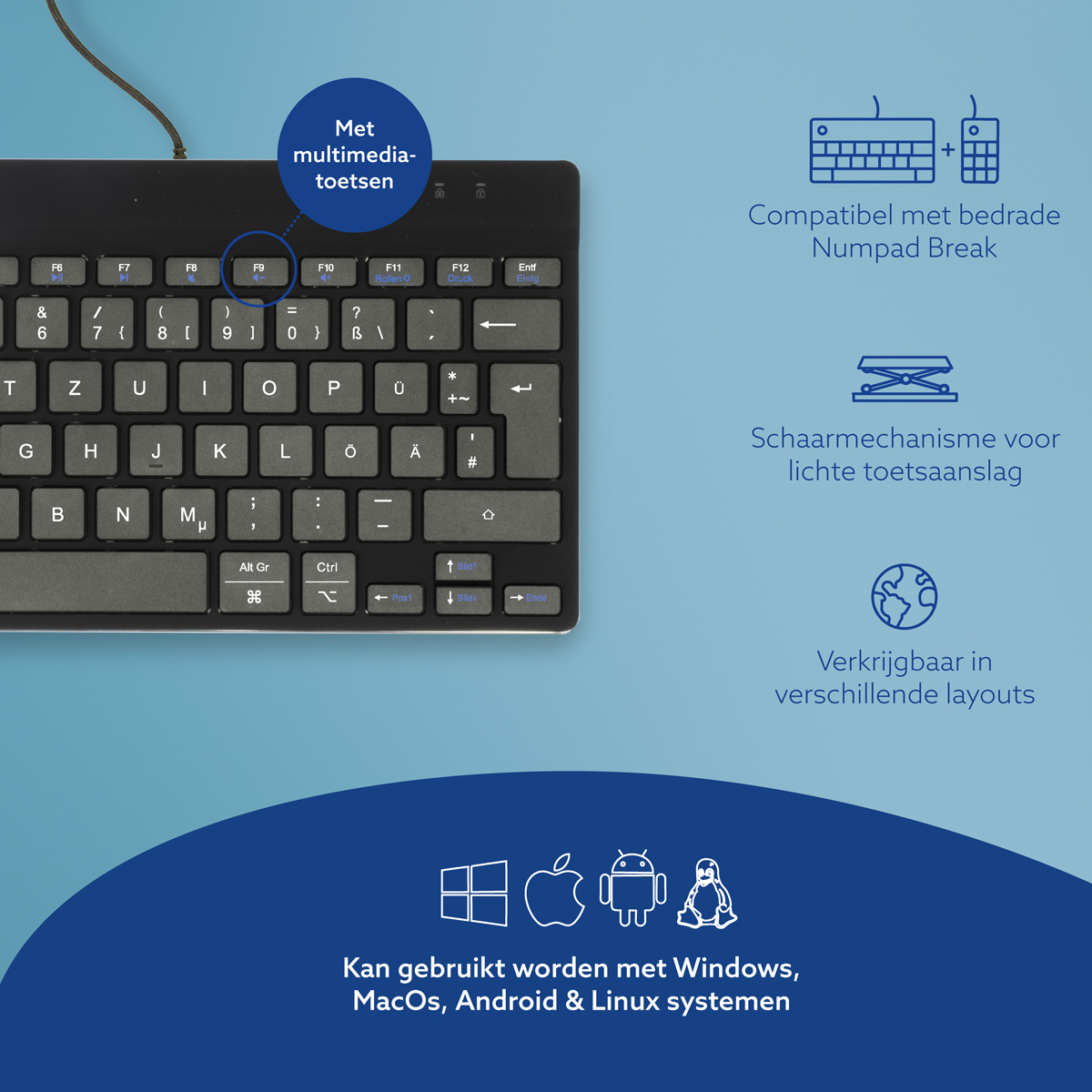 R-Go Compact Break (zwart, bedraad, QWERTZ – DE)