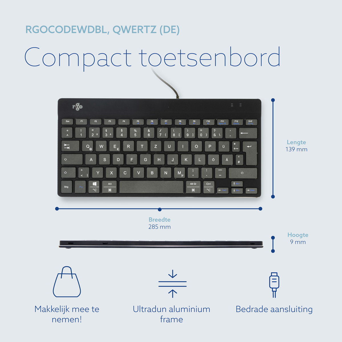 R-Go Compact Break (zwart, bedraad, QWERTZ – DE)