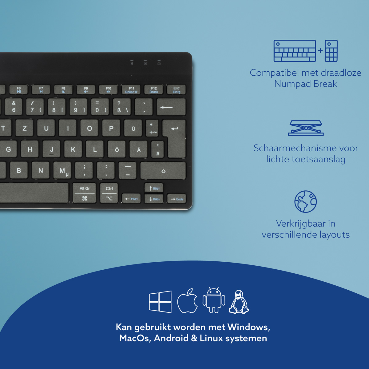 R-Go Compact Break (zwart, draadloos, QWERTZ – DE)