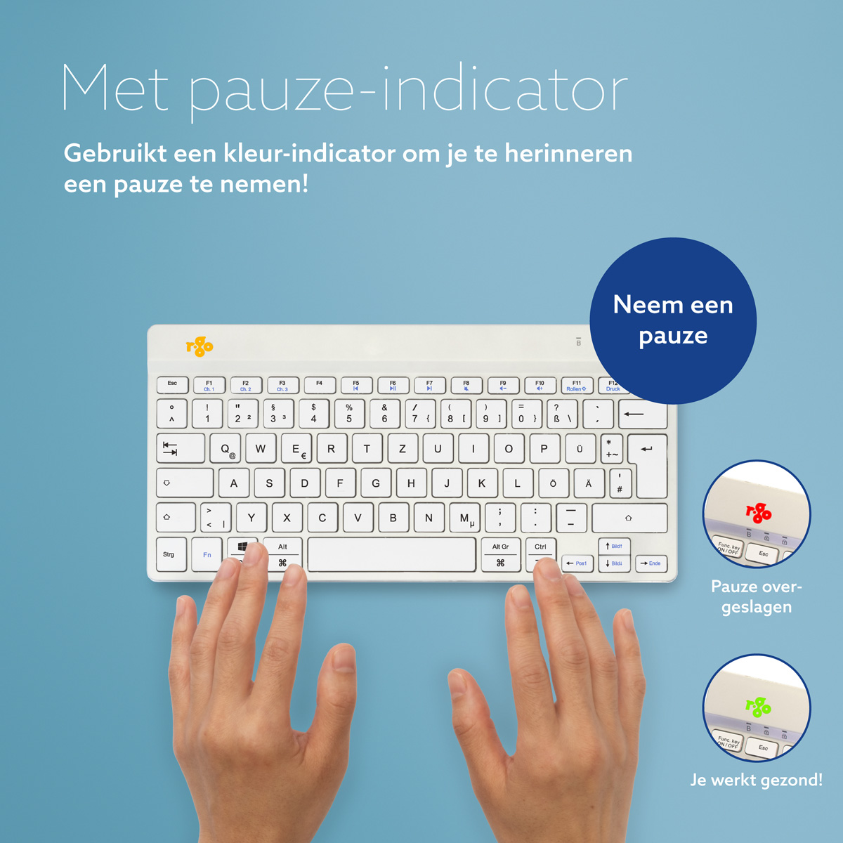 R-Go Compact Break (wit, draadloos, QWERTZ – DE)