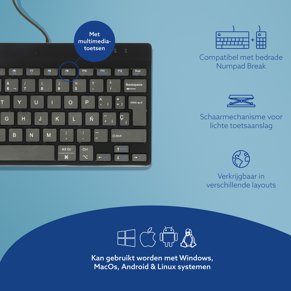 R-Go Compact Break (zwart, bedraad, QWERTY – ES)