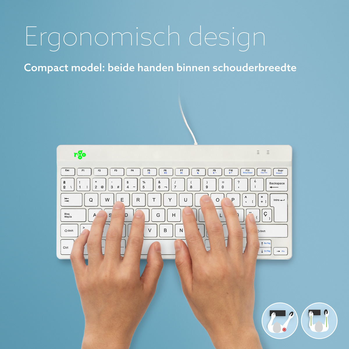 R-Go Compact Break (wit, bedraad, QWERTY – ES)
