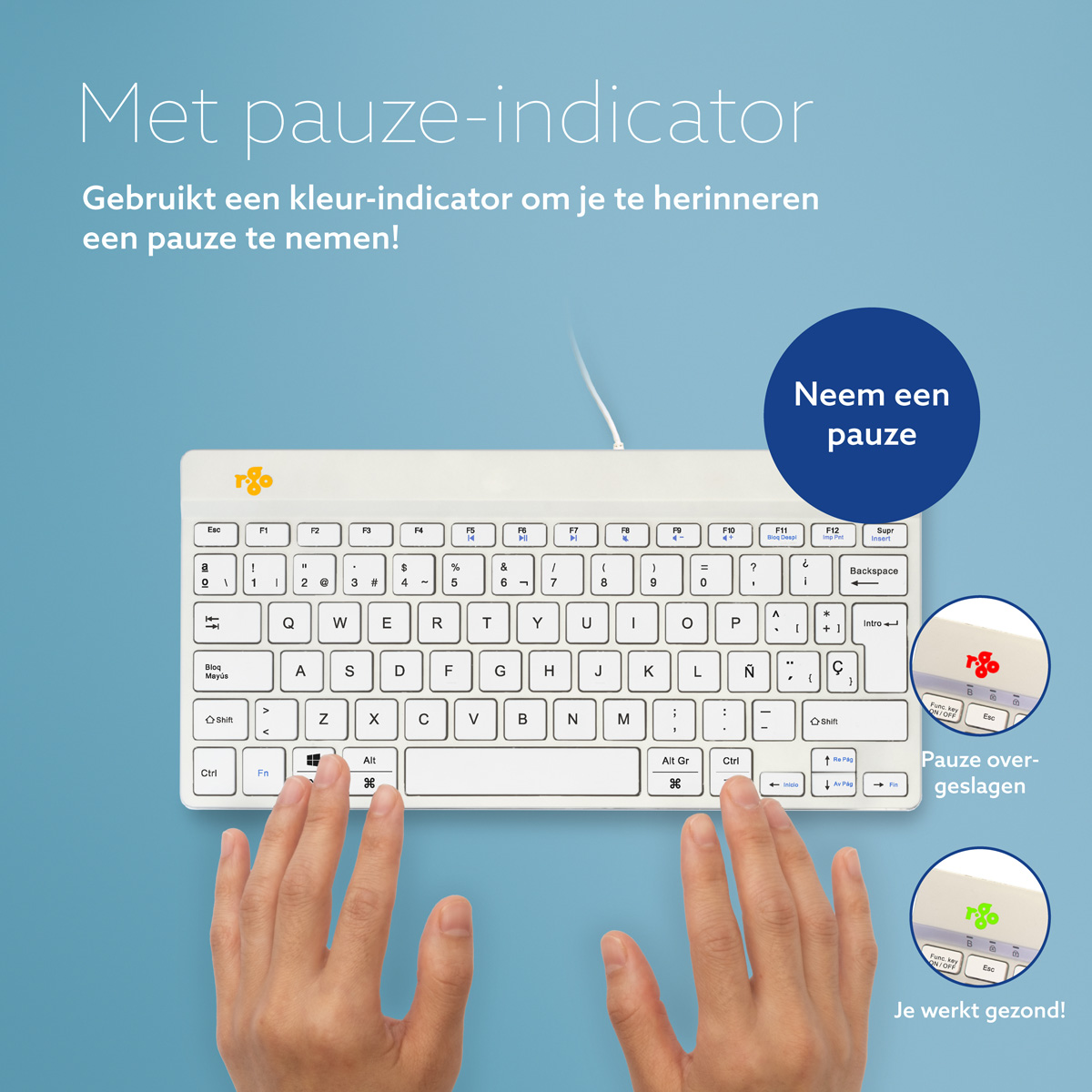 R-Go Compact Break (wit, bedraad, QWERTY – ES)
