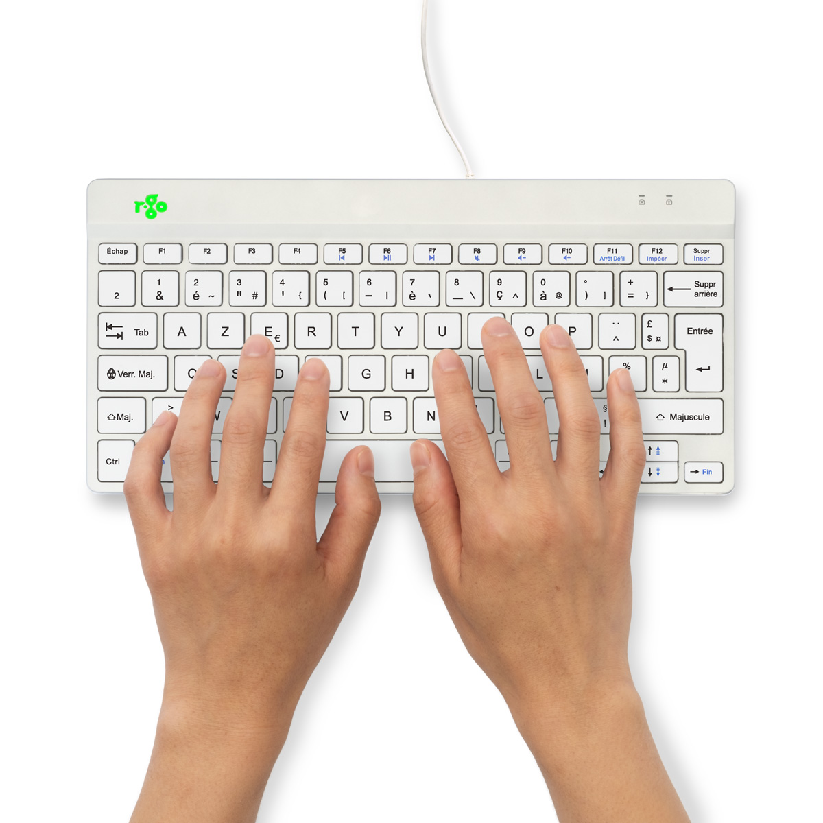 R-Go Compact Break (wit, bedraad, AZERTY – FR)