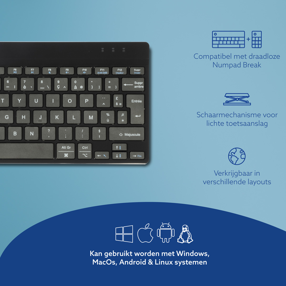 R-Go Compact Break (zwart, draadloos, AZERTY – FR)