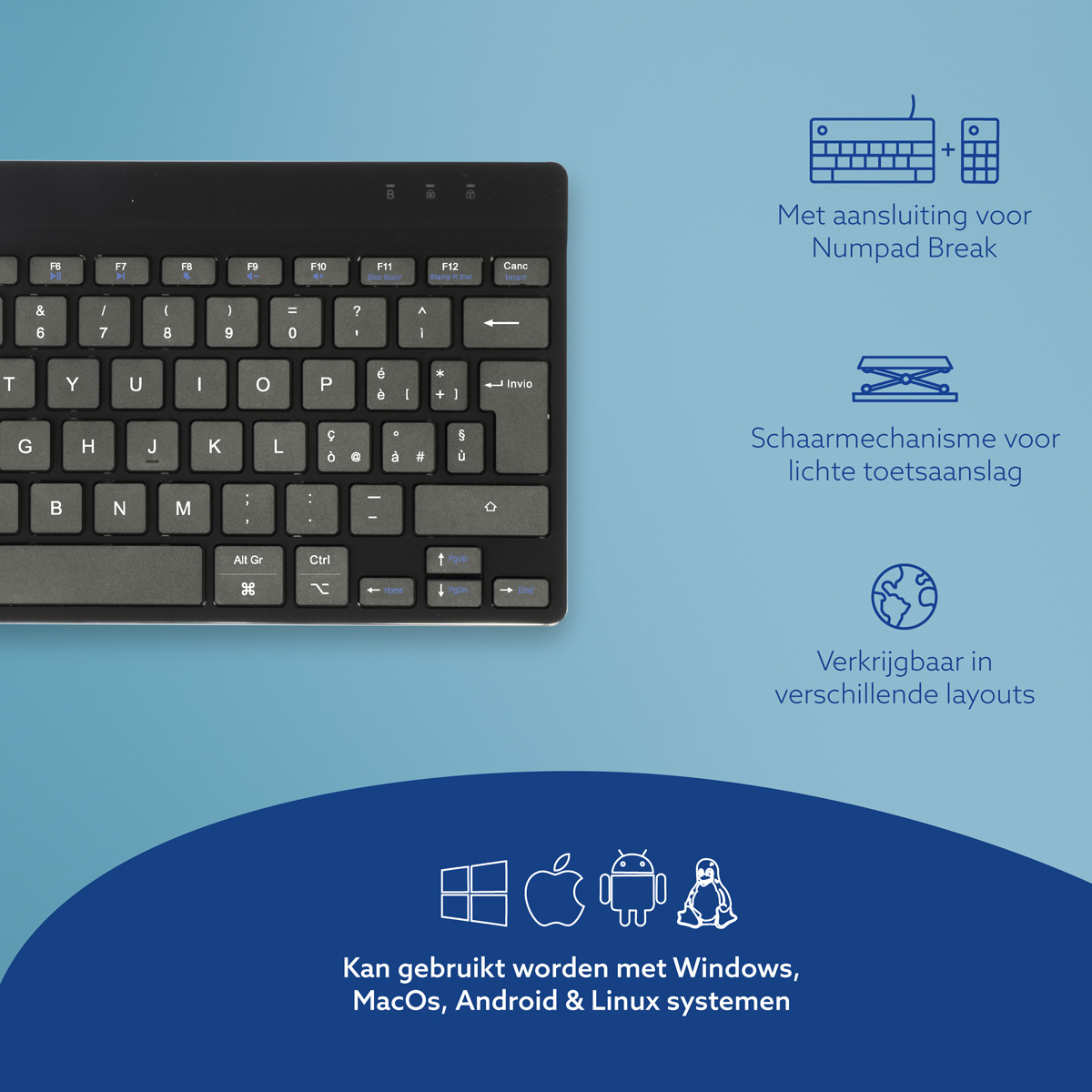 R-Go Compact Break (zwart, draadloos, QWERTY – IT)