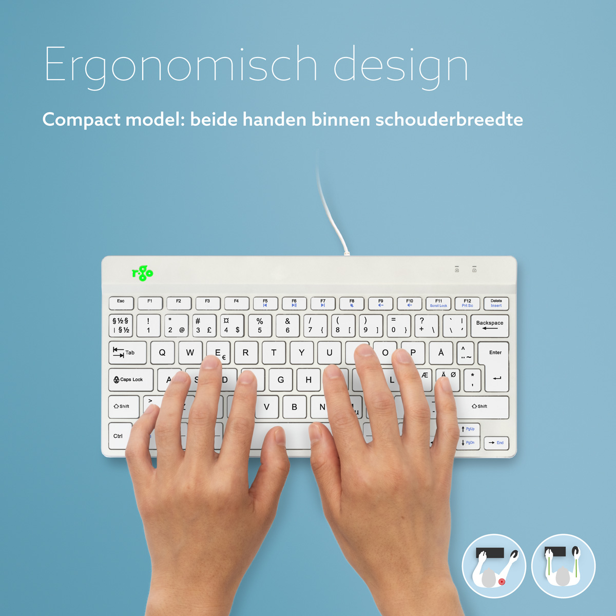 R-Go Compact Break (wit, bedraad, QWERTY – Nordic)