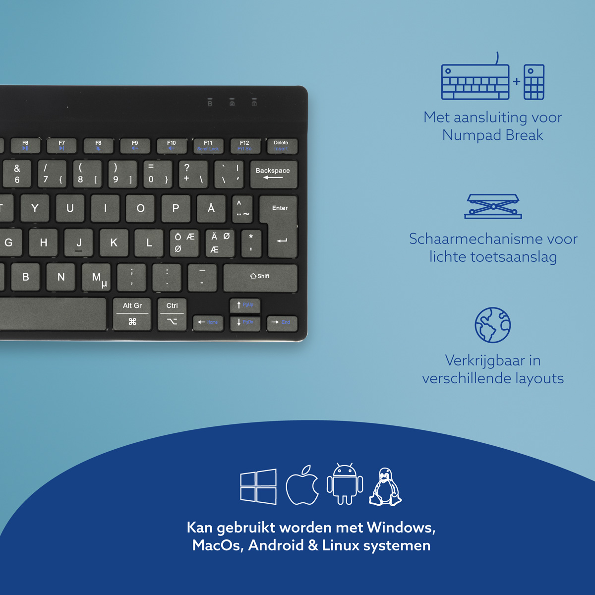 R-Go Compact Break (zwart, draadloos, QWERTY – Nordic)