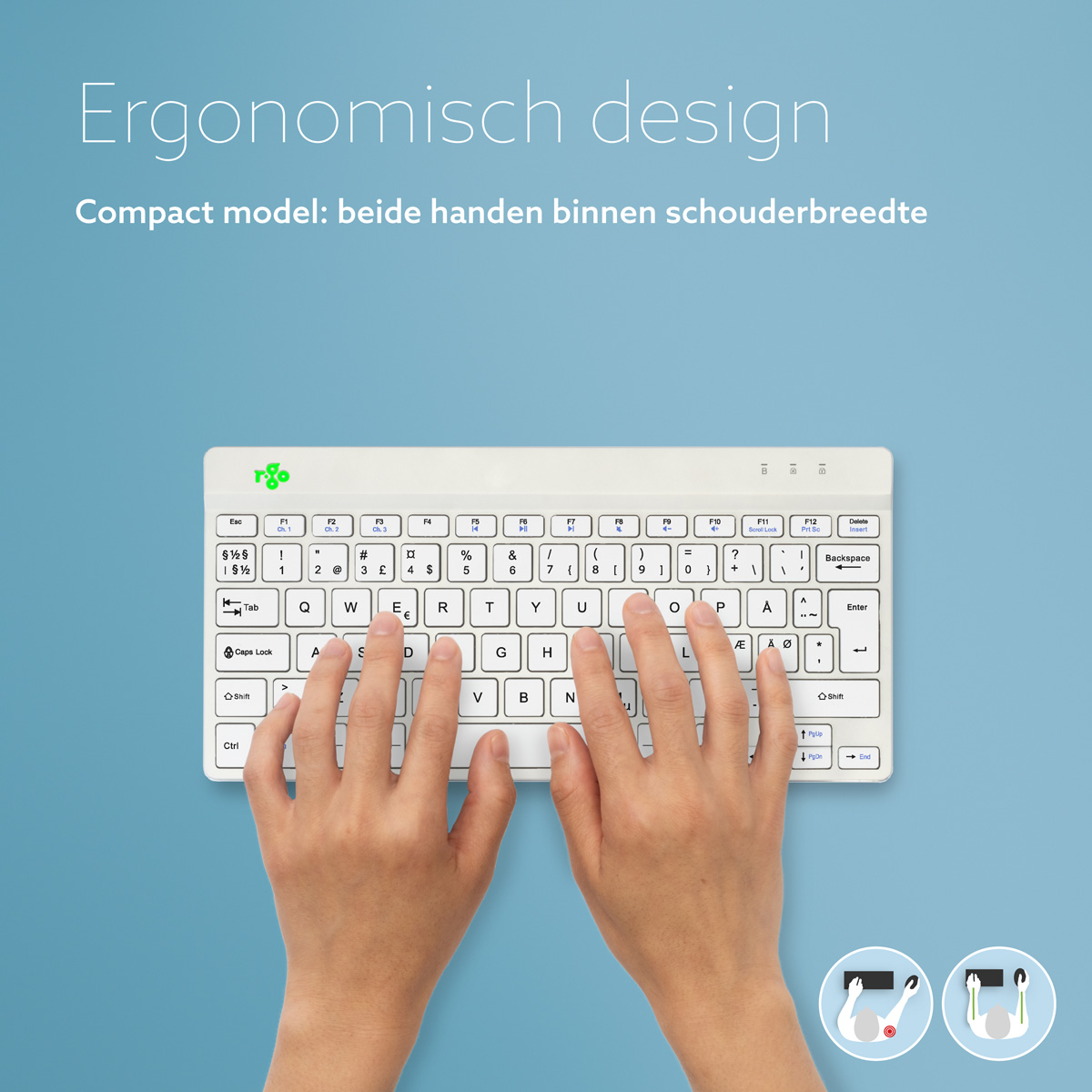 R-Go Compact Break (wit, draadloos, QWERTY – Nordic)