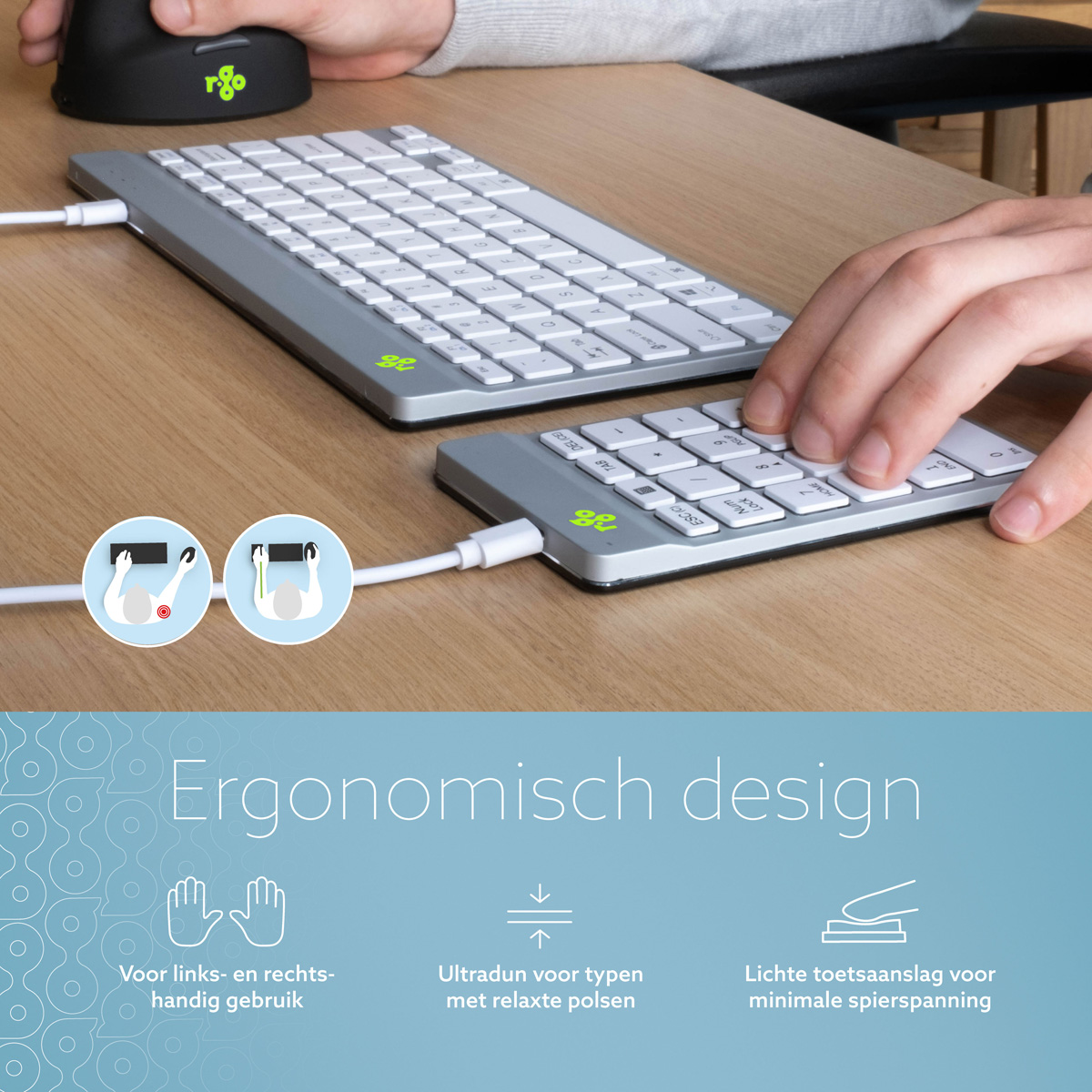 R-Go Numpad Break (wit, bedraad)