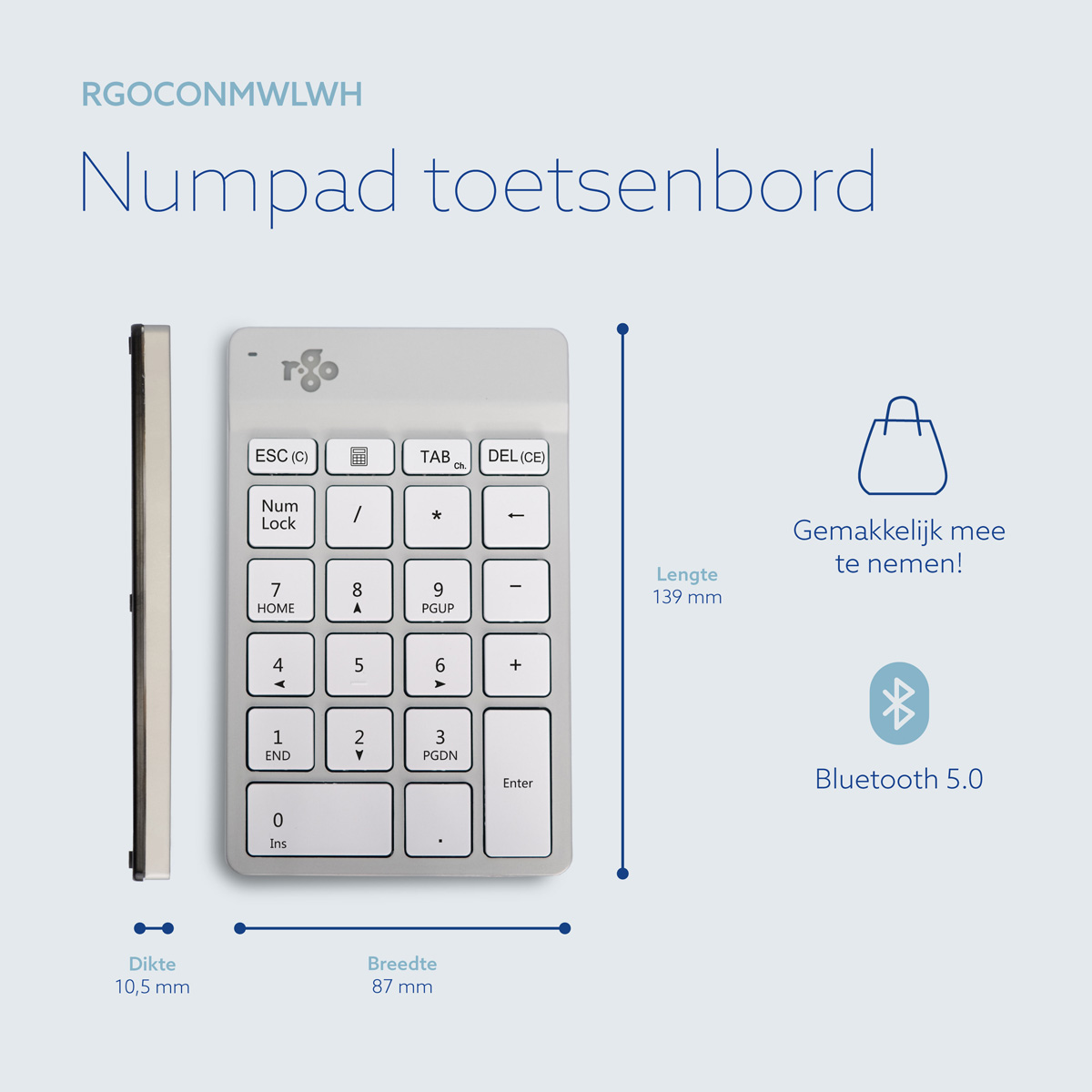 R-Go Numpad Break (wit, draadloos)