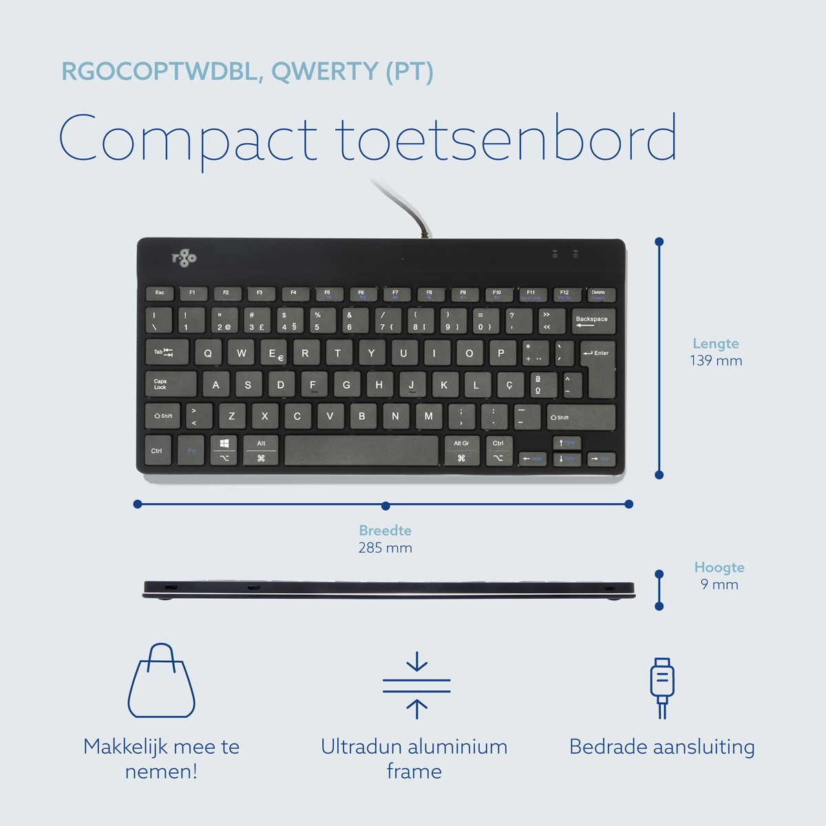 R-Go Compact Break (zwart, bedraad, QWERTY – PT)