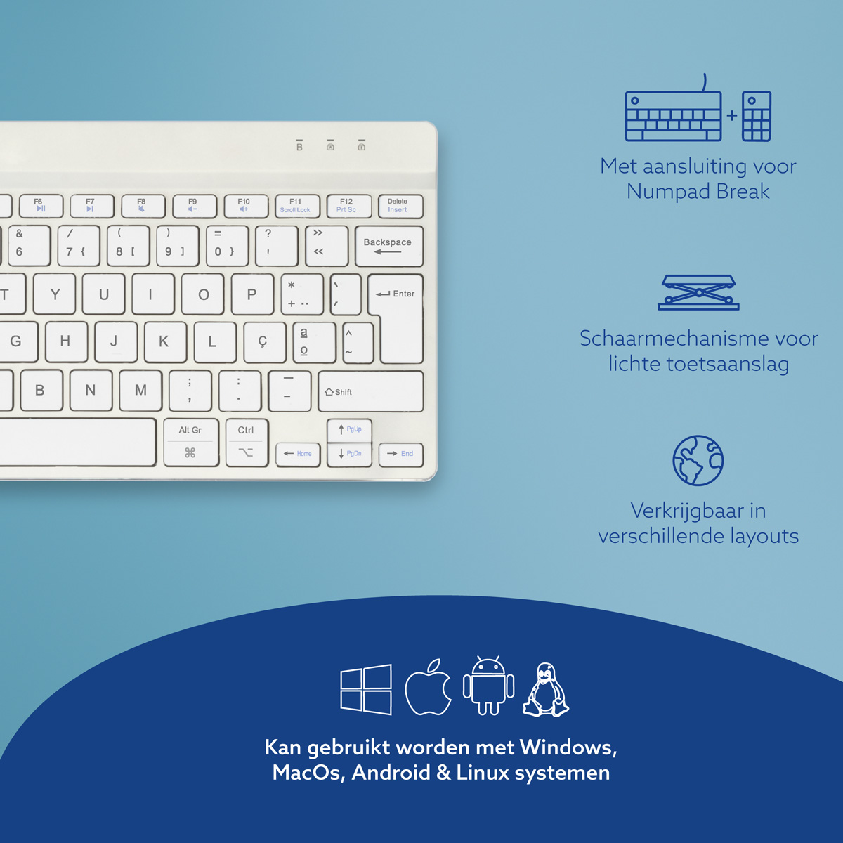 R-Go Compact Break (wit, draadloos, QWERTY – PT)