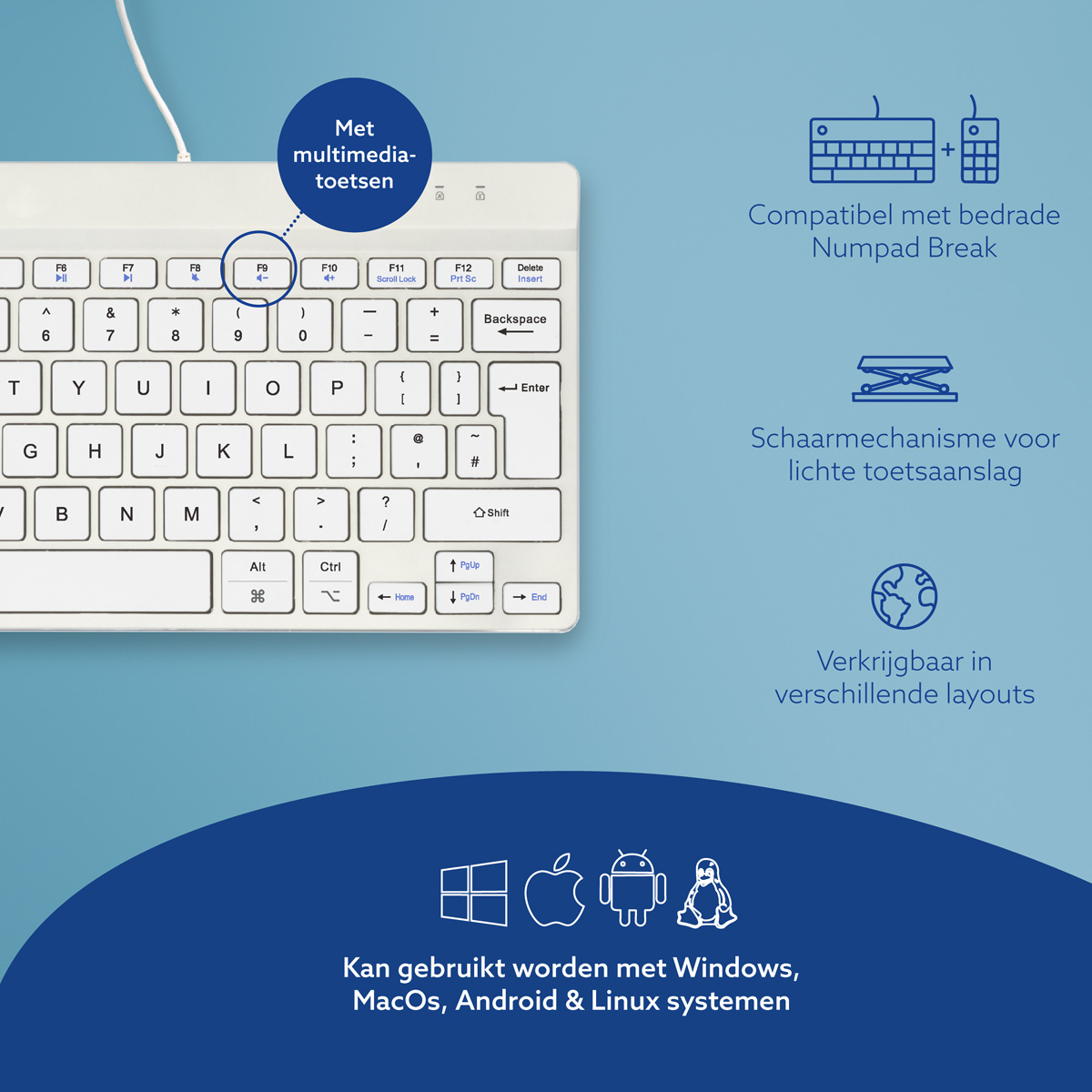 R-Go Compact Break (wit, bedraad, QWERTY – UK)