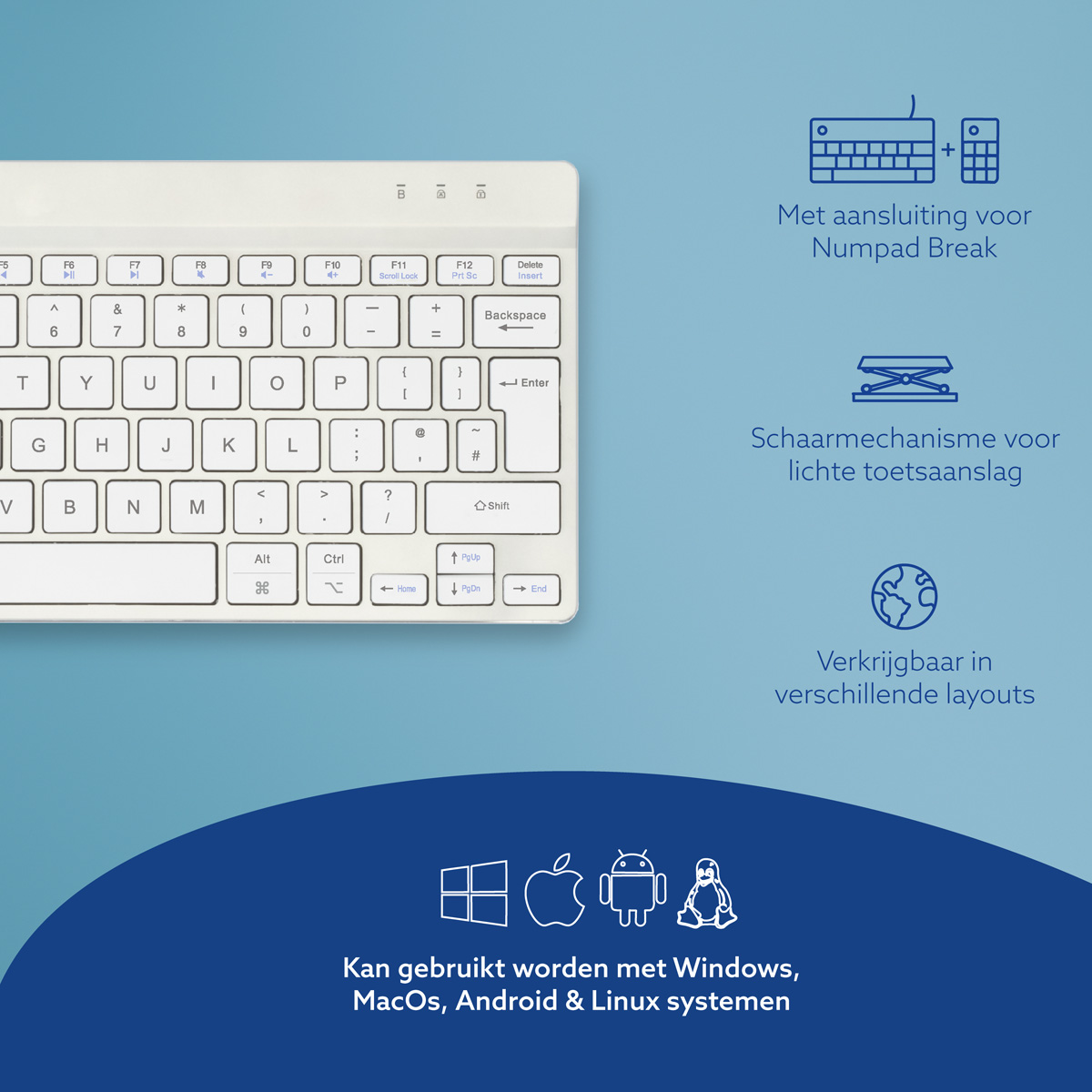 R-Go Compact Break (wit, draadloos, QWERTY – UK)