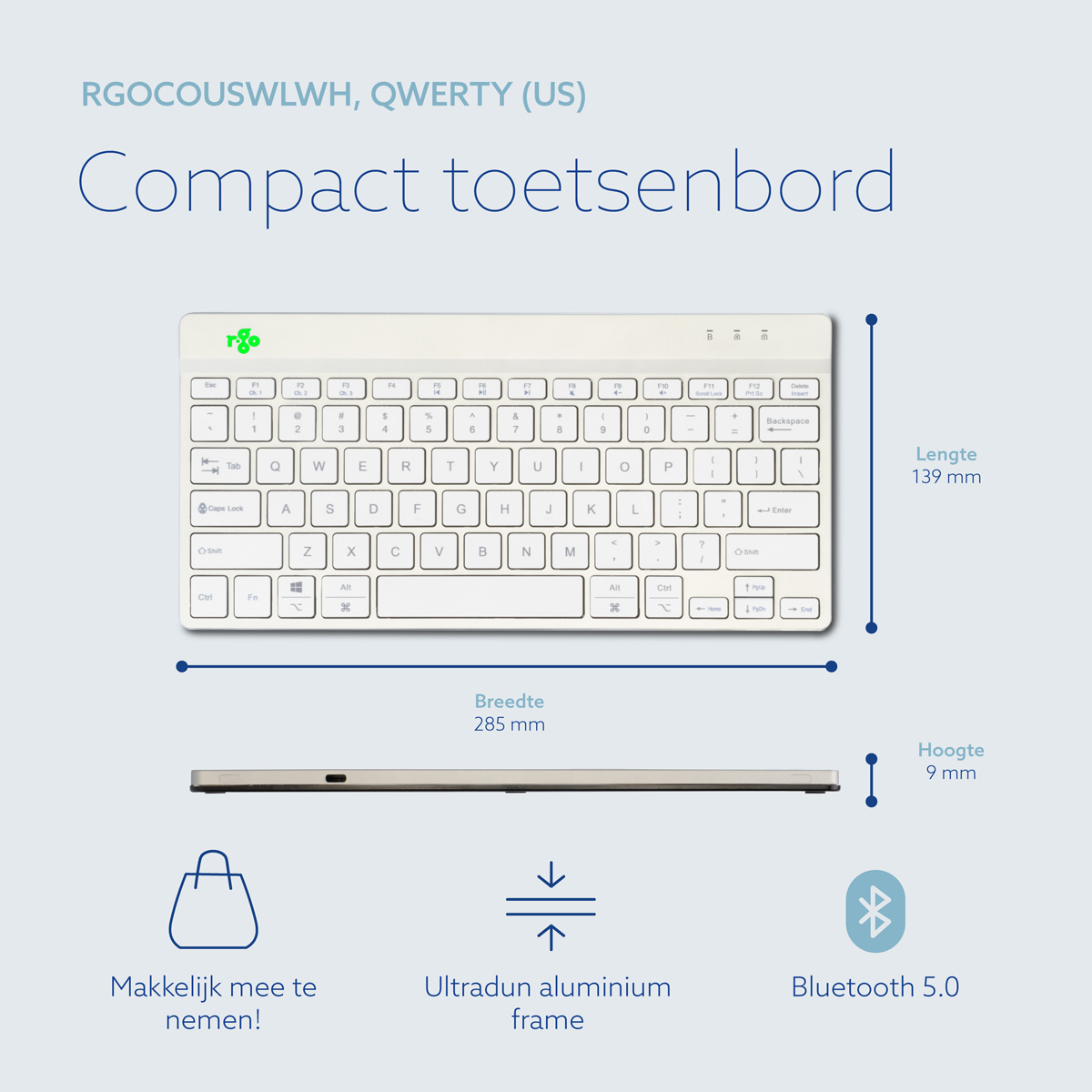 R-Go Compact Break (wit, draadloos, QWERTY – US)