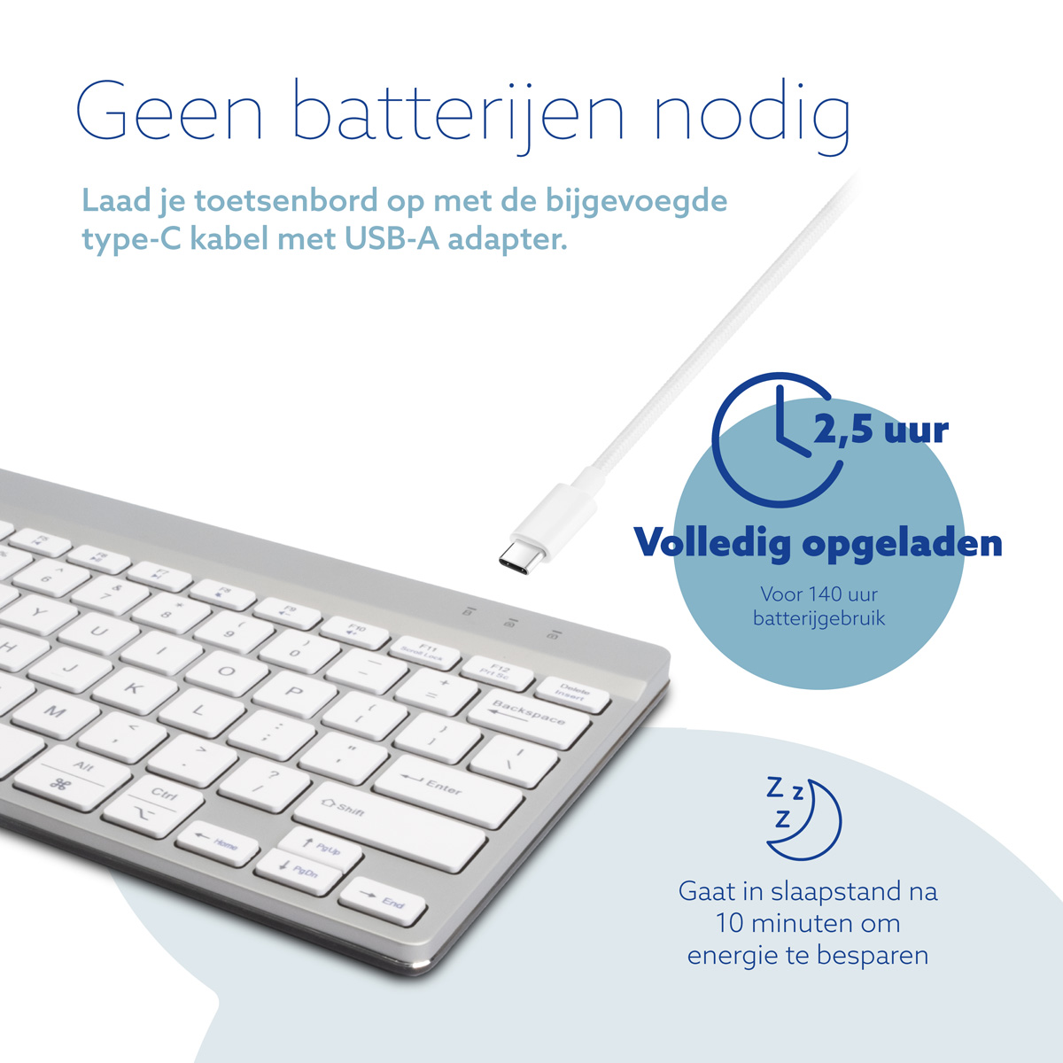 R-Go Compact Break (wit, draadloos, QWERTY – US)