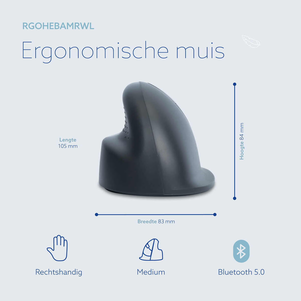 R-Go HE Basic Verticale Muis (medium, rechts)