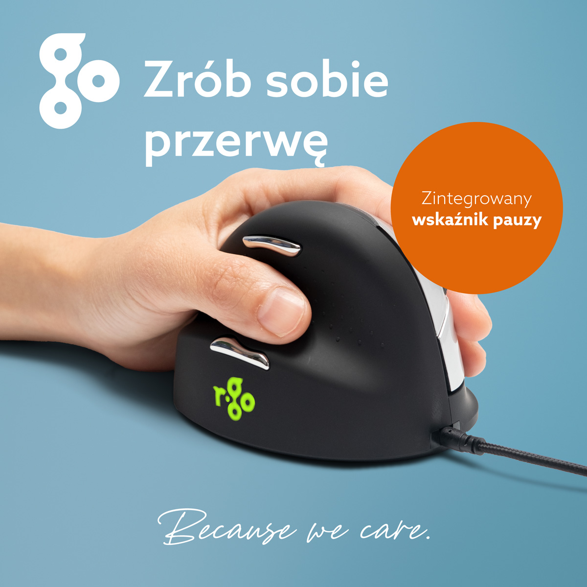 R-Go HE Break Muis (medium, links, bedraad)