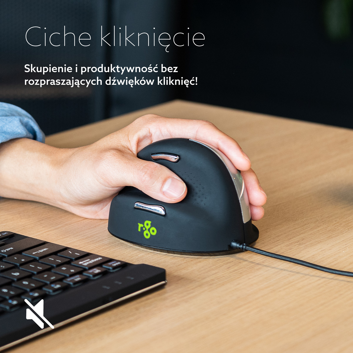 R-Go HE Break Muis (medium, links, bedraad)