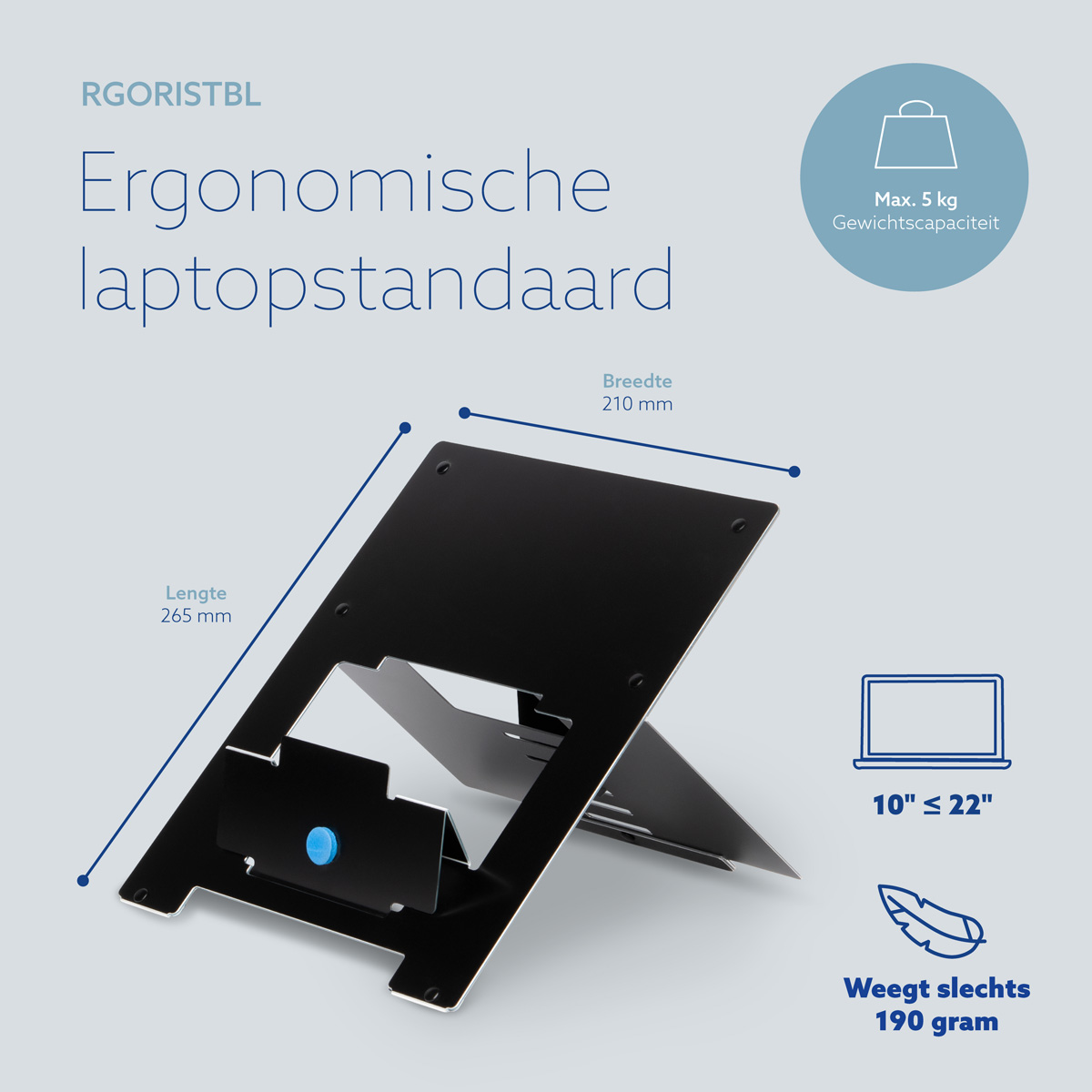 R-Go Riser Flexible Laptopstandaard (Zwart)