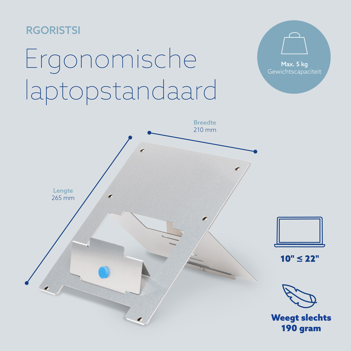 R-Go Riser Flexible Laptopstandaard (Zilver)