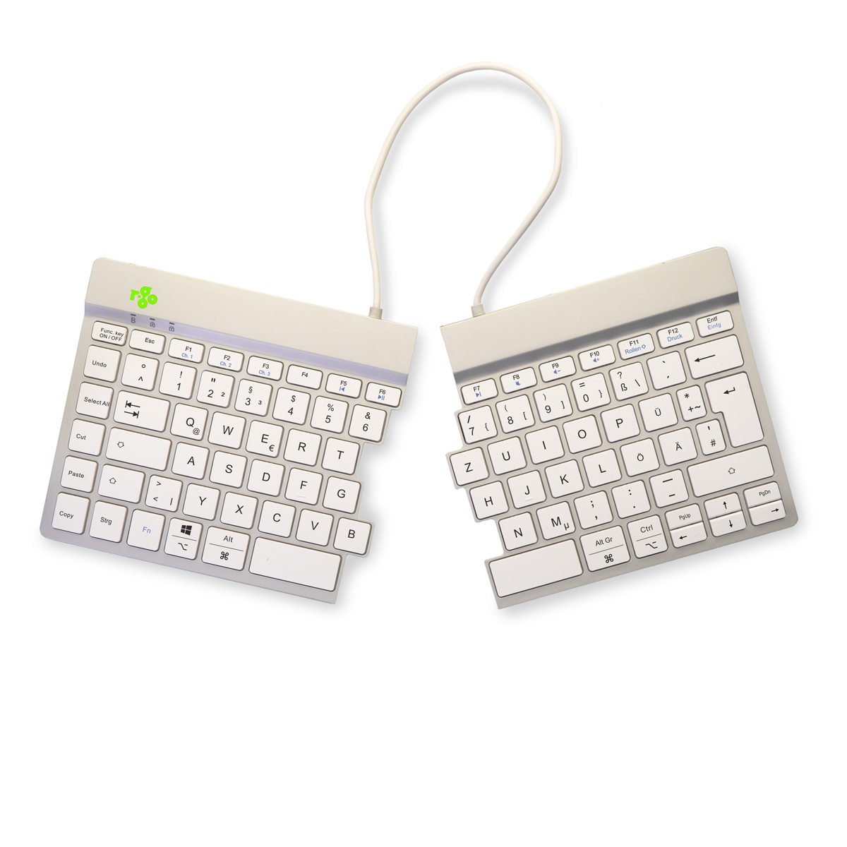 R-Go Split Break versie 2 (wit, draadloos, QWERTZ – DE)