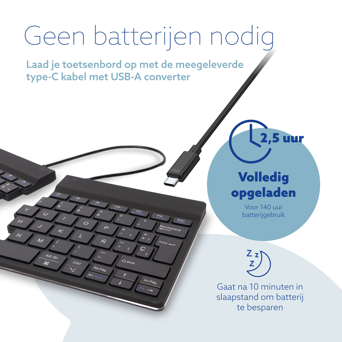 R-Go Split Break versie 2 (zwart, draadloos, QWERTY – ES)