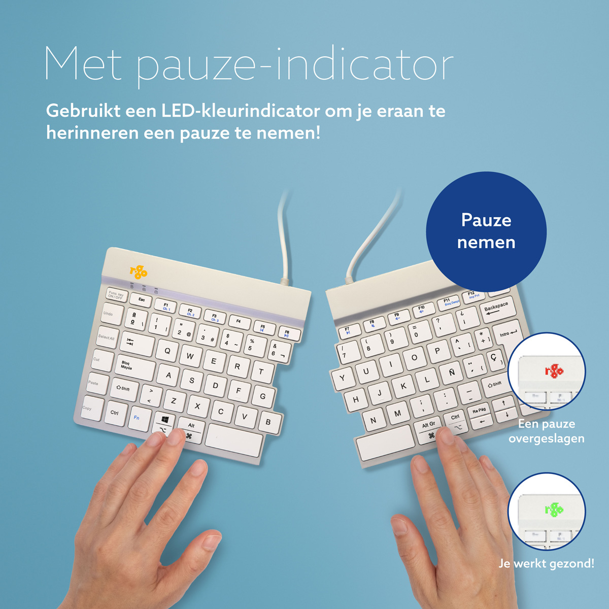 R-Go Split Break versie 2 (wit, draadloos, QWERTY – ES)