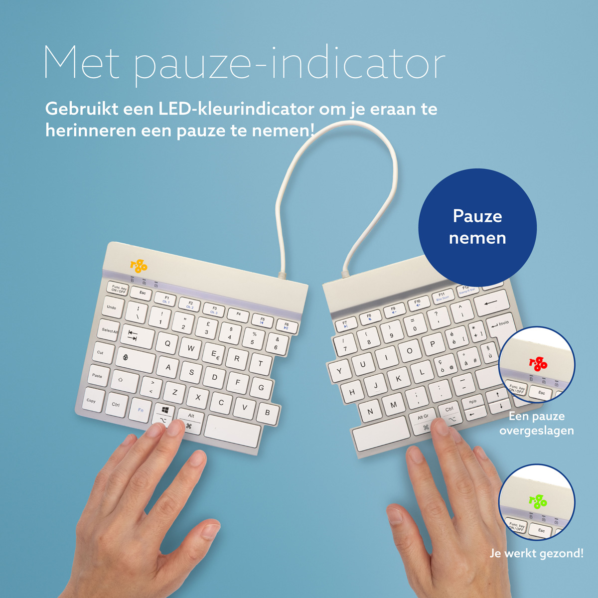 R-Go Split Break versie 2 (wit, draadloos, QWERTY – IT)