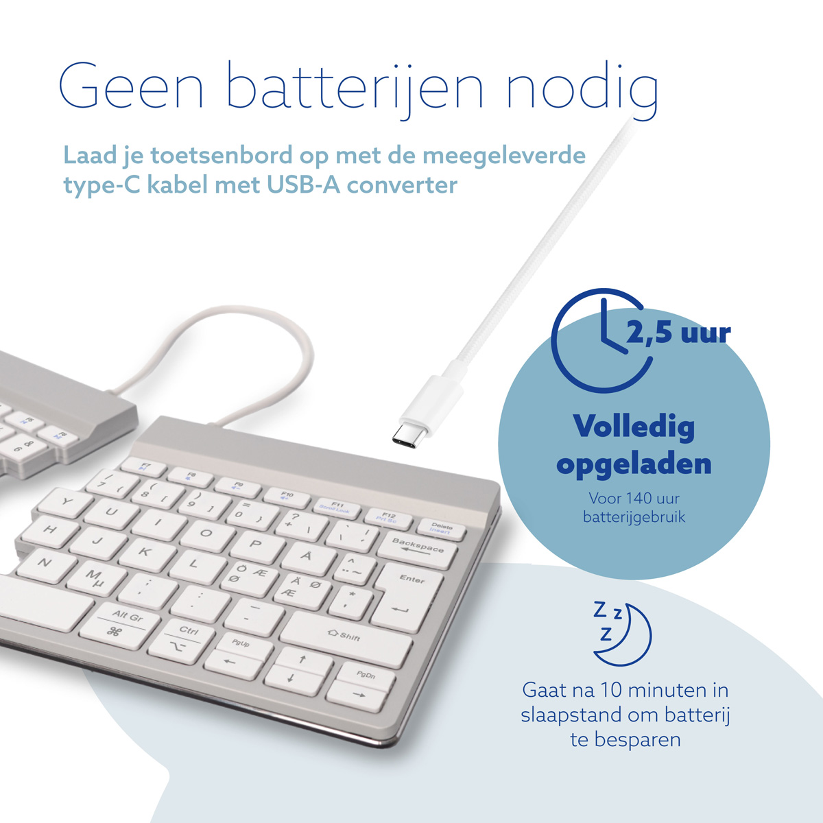 R-Go Split Break versie 2 (wit, draadloos, QWERTY – Nordic)