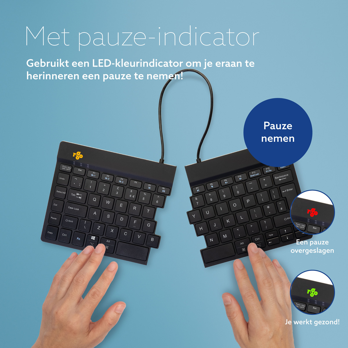 R-Go Split Break versie 2 (zwart, draadloos, QWERTY – UK)