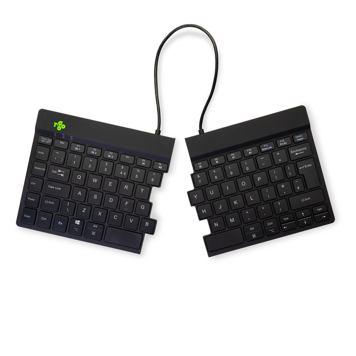 R-Go Split Break versie 2 (zwart, draadloos, QWERTY – UK)
