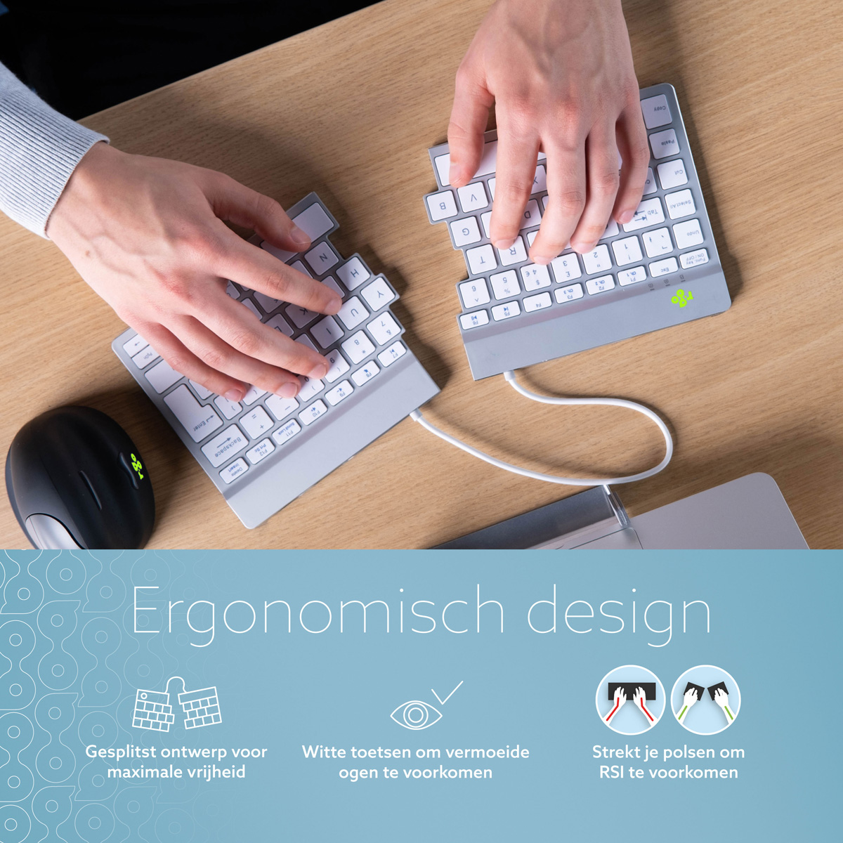 R-Go Split Break versie 2 (wit, draadloos, QWERTY – UK)