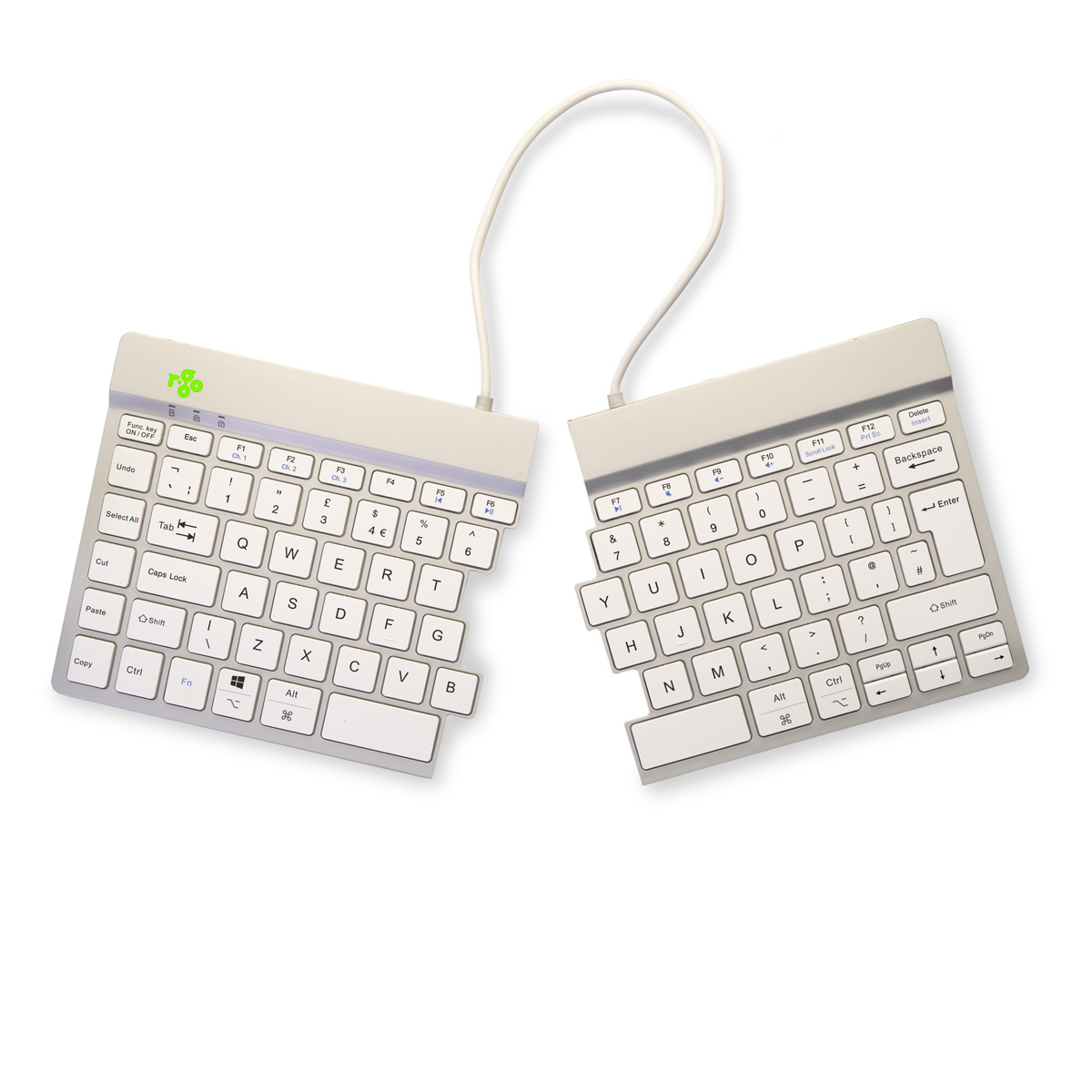 R-Go Split Break versie 2 (wit, draadloos, QWERTY – UK)