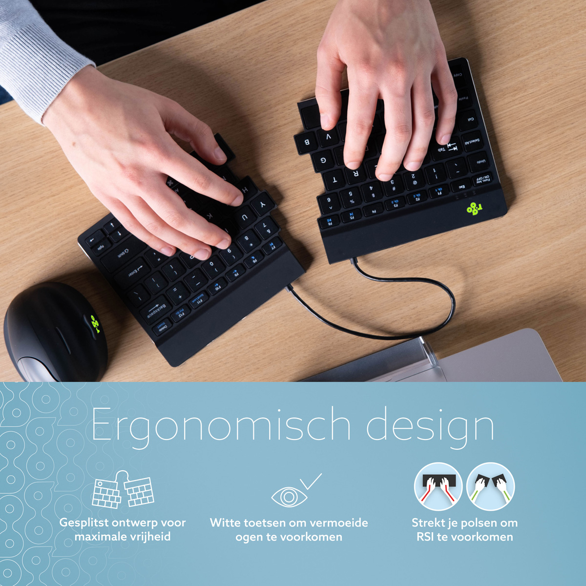 R-Go Split Break versie 2 (zwart, draadloos, QWERTY – US)