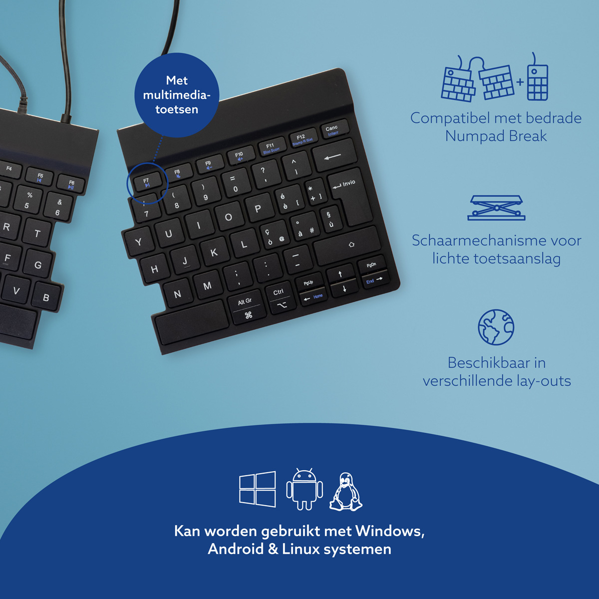 R-Go Split Break (zwart, bedraad, QWERTY – IT)