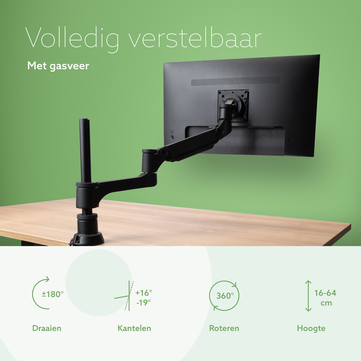 R-Go Enkele monitorarm Caparo (gasvering)